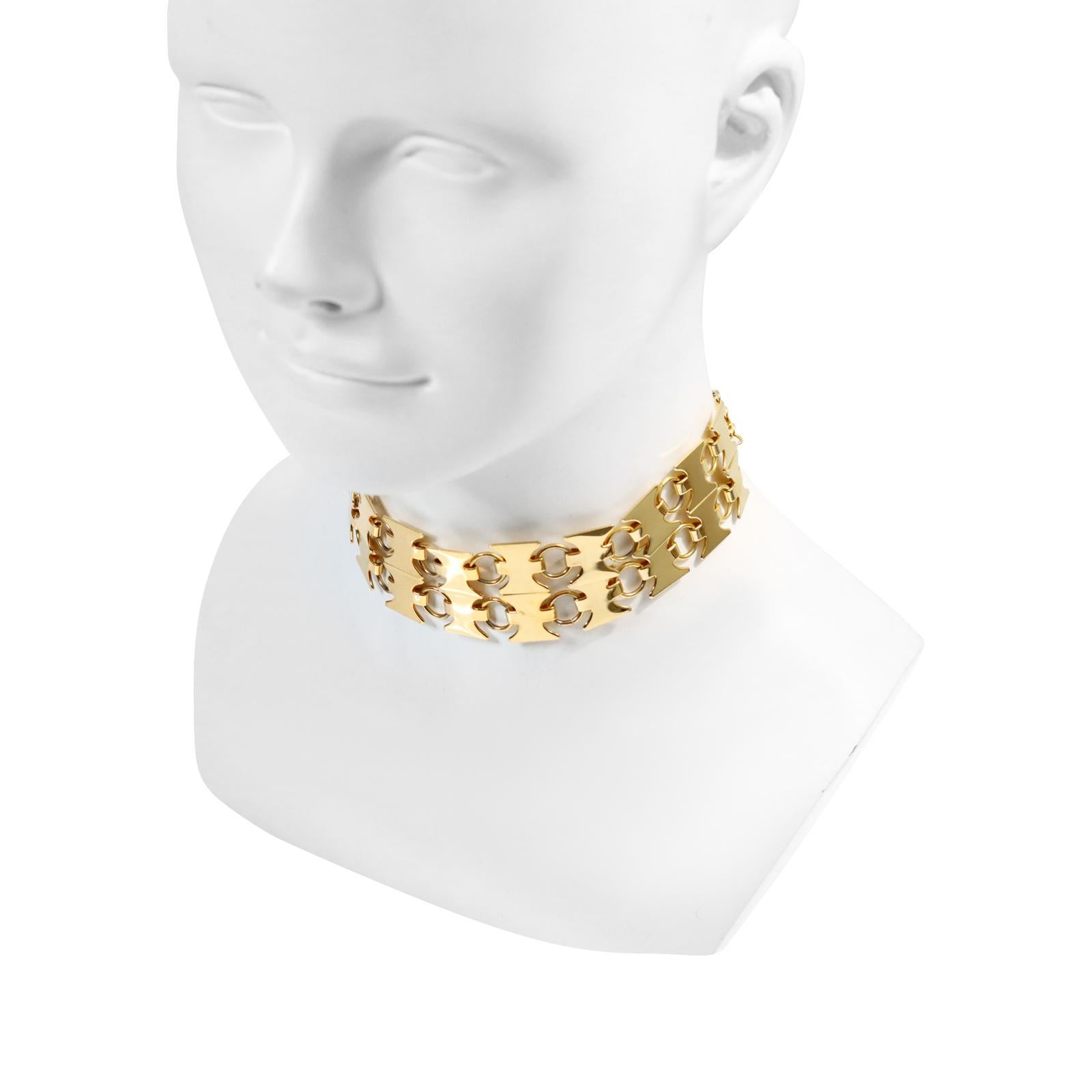 Vintage Vendome Gold Tone Wide Choker Necklace, circa 1970s For Sale 1