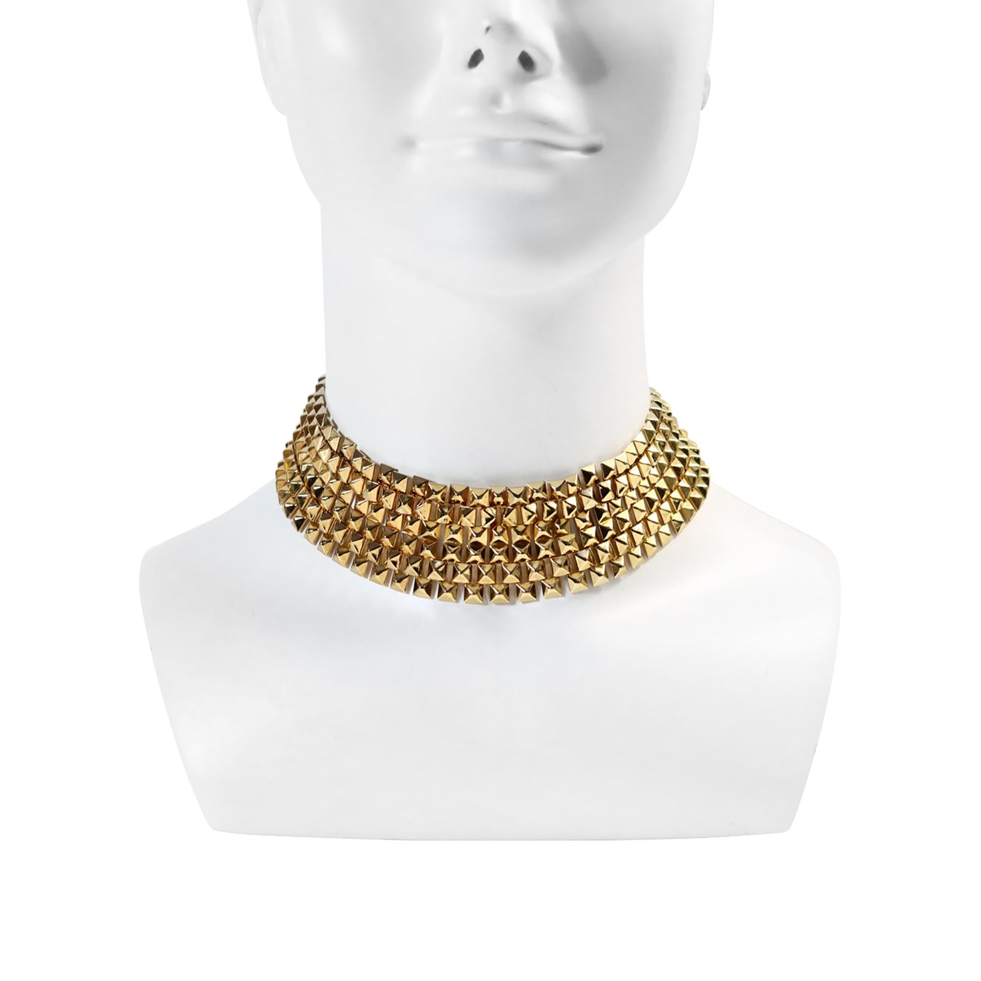 Collar Gargantilla Ancho Vintage Vendome Tono Dorado, circa años 1980 en Bueno estado para la venta en New York, NY