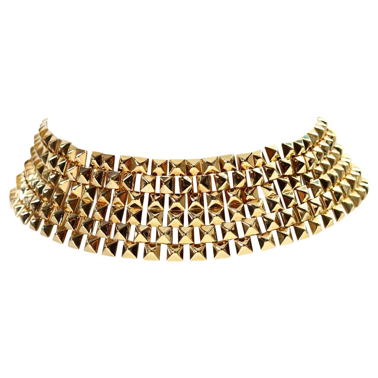 Vintage Vendome Gold Tone Wide Choker Necklace, circa 1980s For Sale