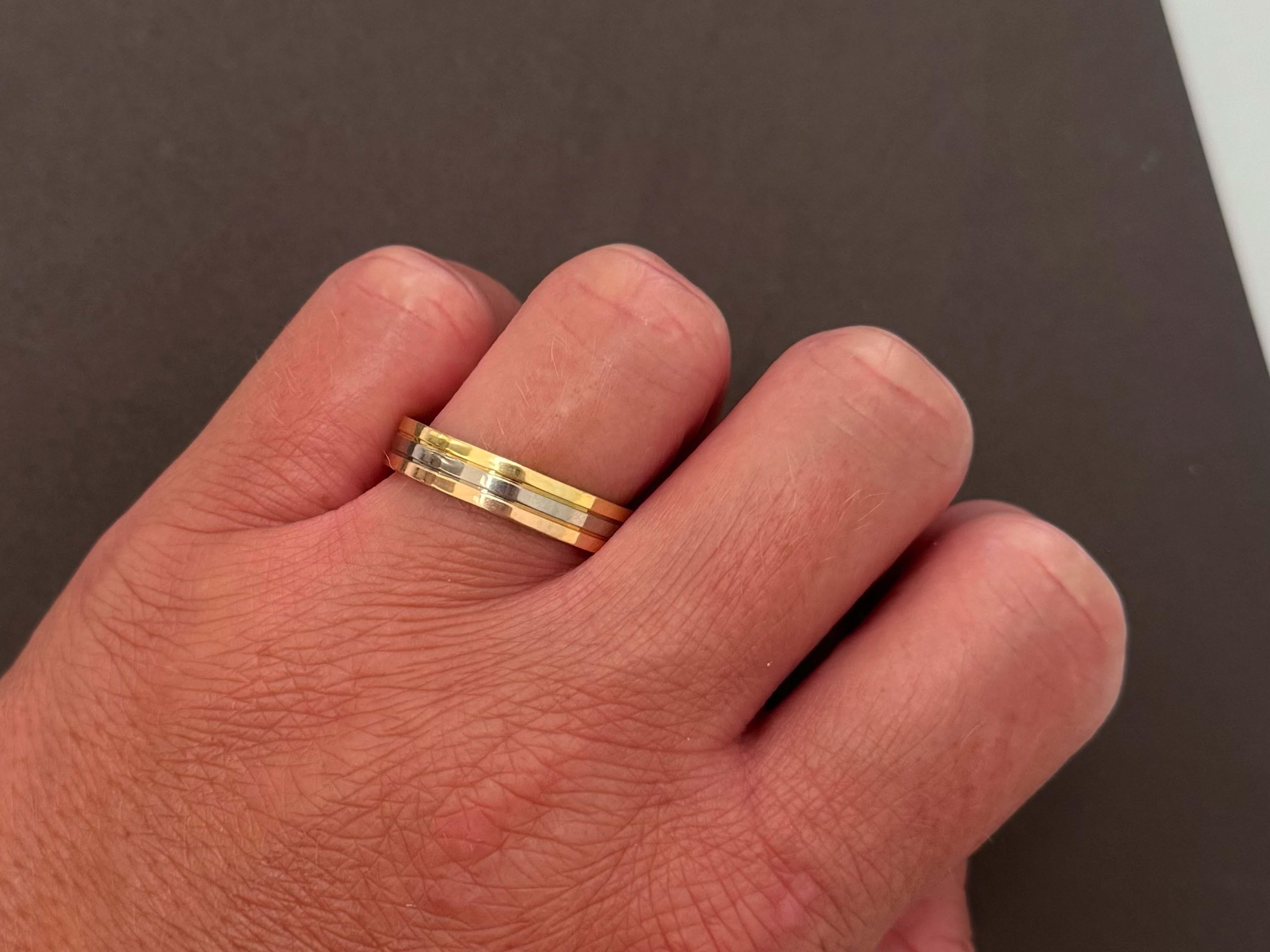 Vintage Vendôme Louis Cartier Trinity Hochzeit Band 18k Gold 4,8 MM Breite im Zustand „Hervorragend“ im Angebot in Honolulu, HI