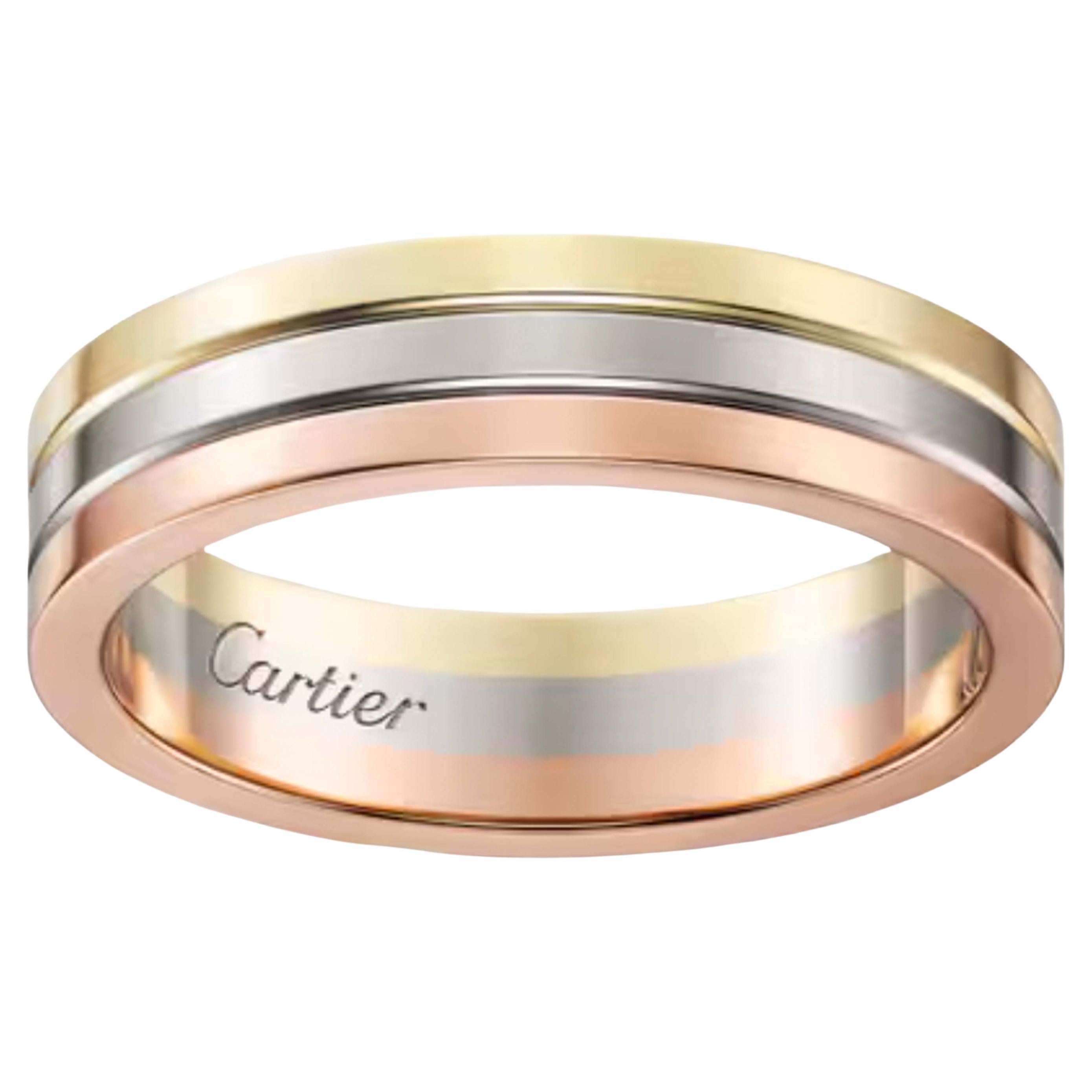 Vintage Vendôme Louis Cartier Trinity Wedding Band 18k Gold 4.8 MM Width