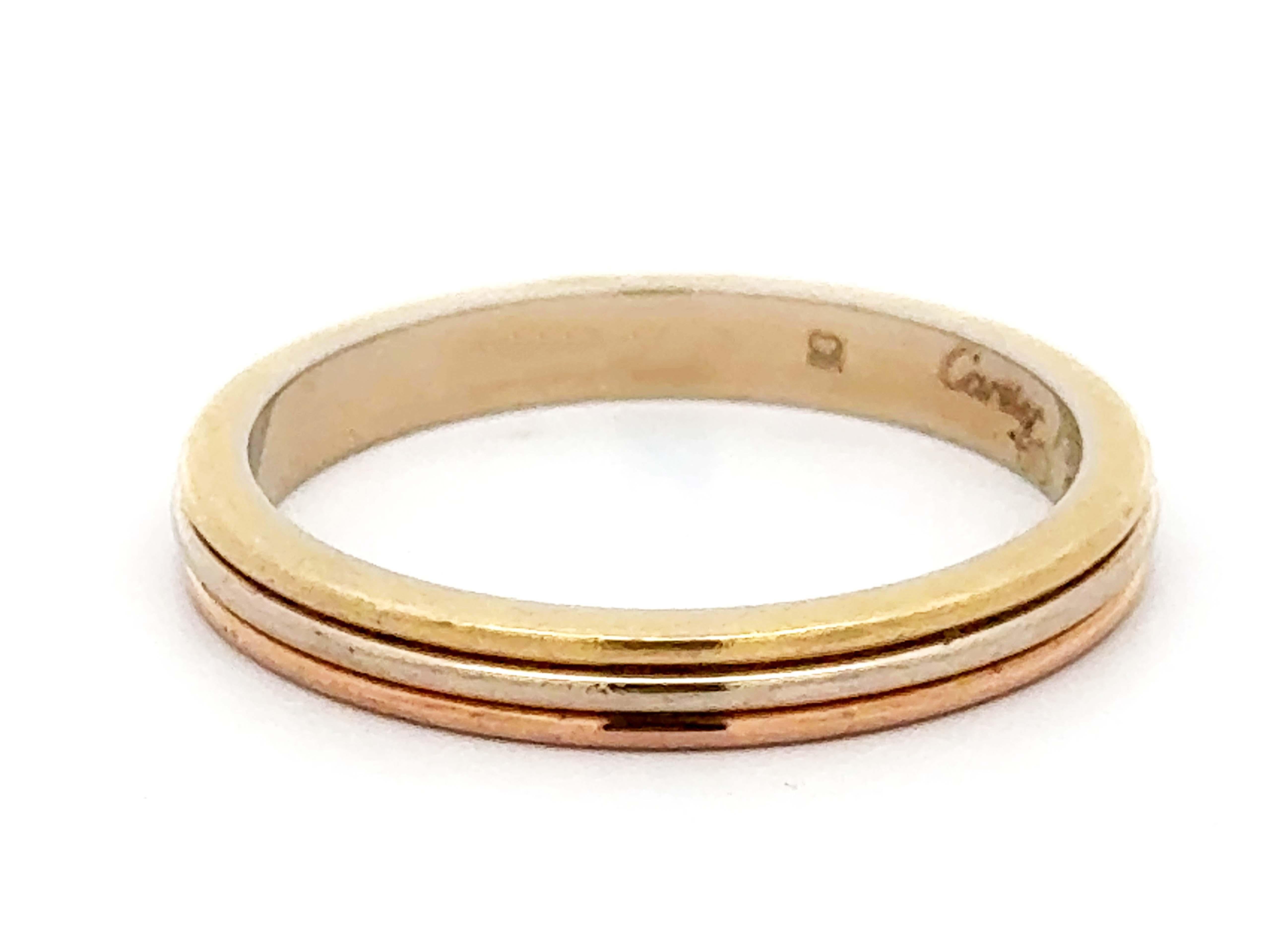 Alianza de boda vintage Vendôme Louis Cartier Trinity Oro rosa blanco amarillo 18k en Excelente estado para la venta en Honolulu, HI
