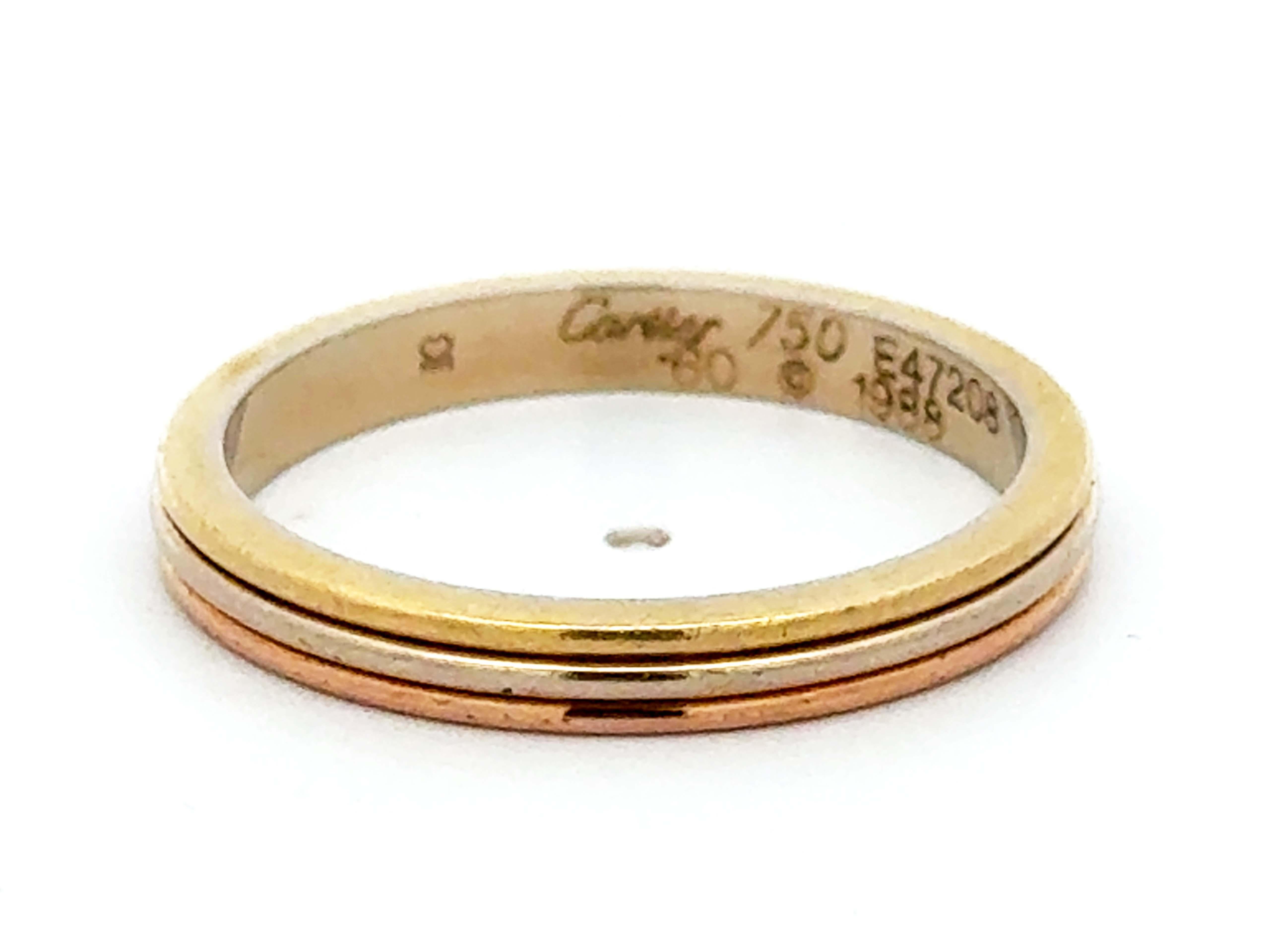 Alianza de boda vintage Vendôme Louis Cartier Trinity Oro rosa blanco amarillo 18k en venta 2