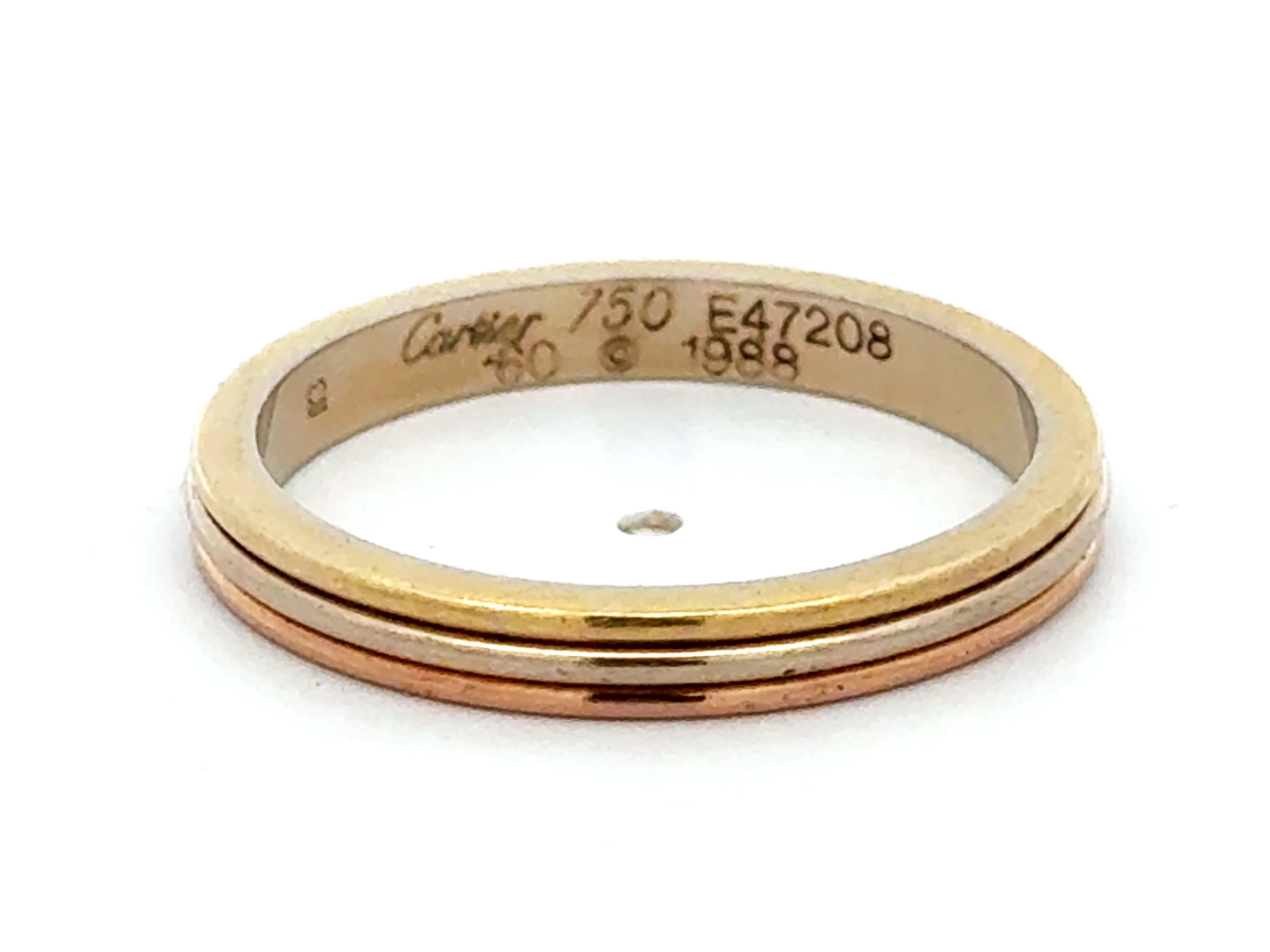Alianza de boda vintage Vendôme Louis Cartier Trinity Oro rosa blanco amarillo 18k en venta 3