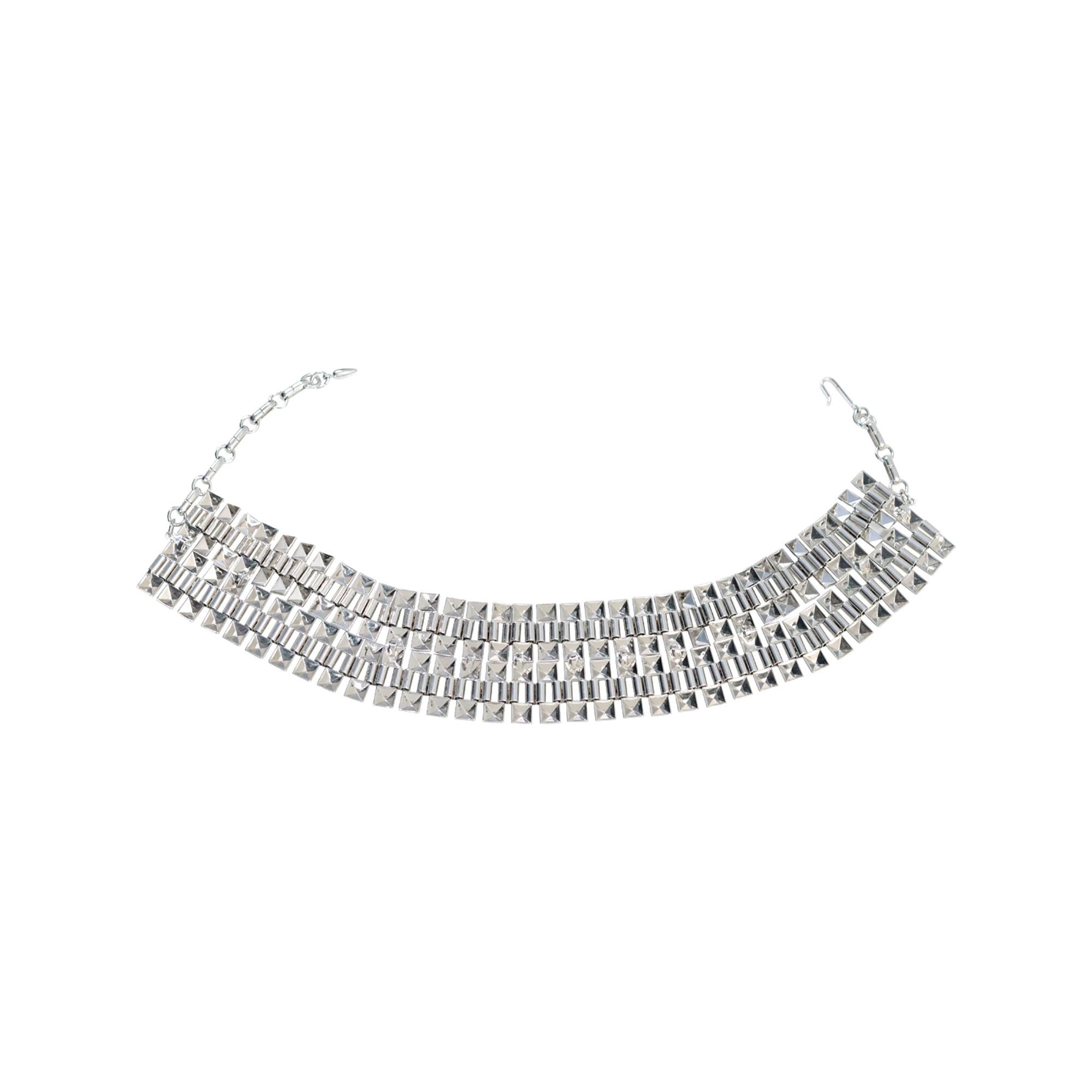 Collar gargantilla ancho vintage Vendome en tono plateado, hacia la década de 1980 en venta 3
