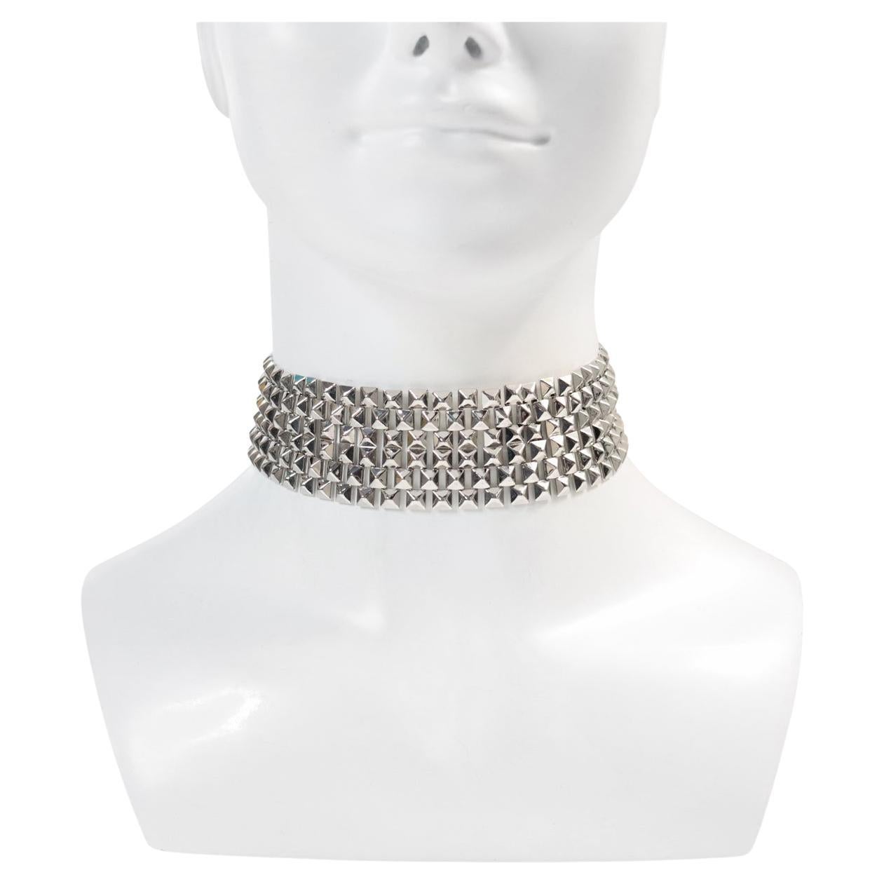 Vintage Vendome Silver Tone Wide Choker Necklace, circa 1980s