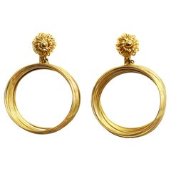 Vintage Vendome Slinky Dangling Hoop Earrings, circa 1980s