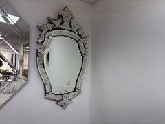 Vintage Venetian Beveled And Etched Mirror