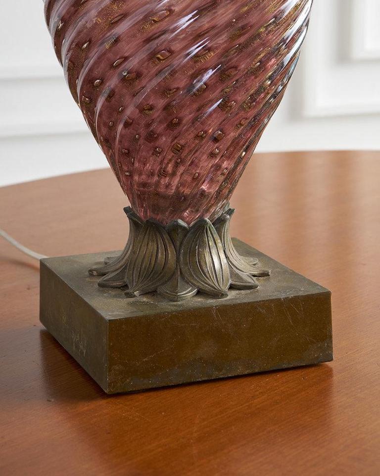 Mid-Century Modern Vintage Venetian Blown Glass in Amethyst Table Lamp