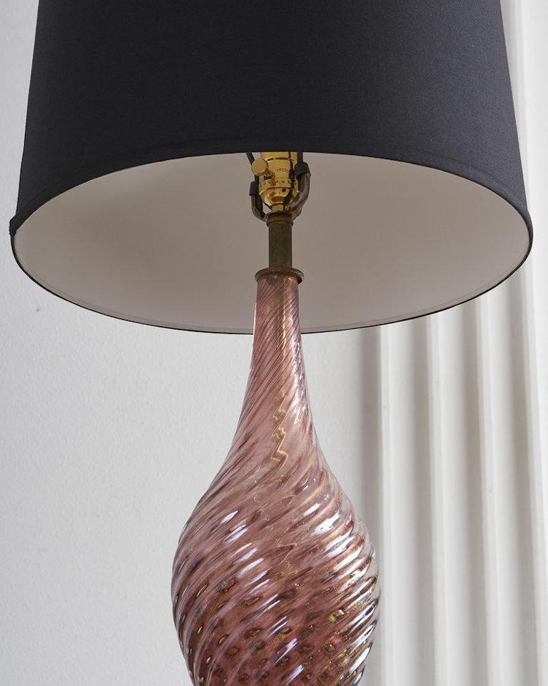 20th Century Vintage Venetian Blown Glass in Amethyst Table Lamp