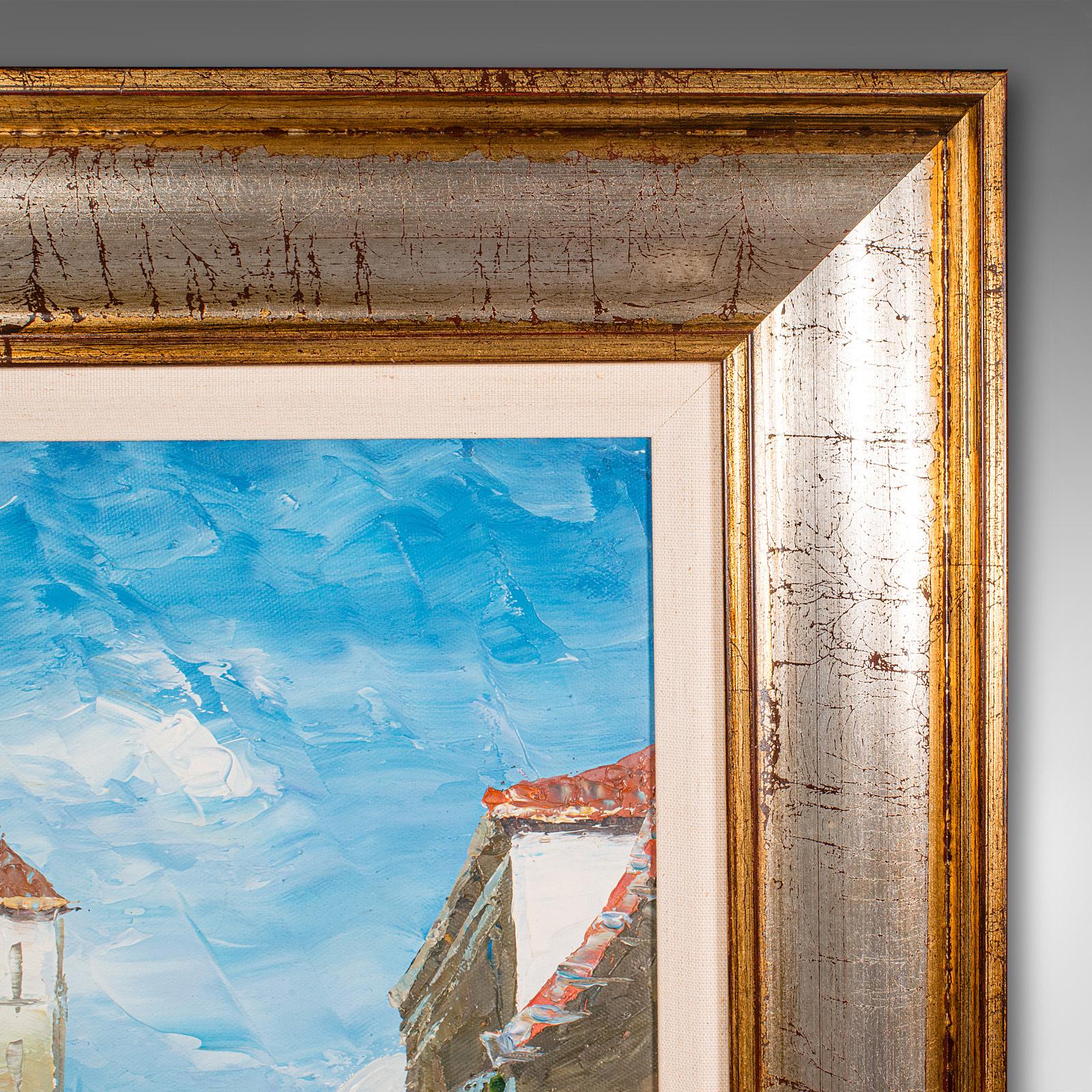Peinture de canaux vénitiens vintage, école continentale, huile sur toile, Venise, Art en vente 1