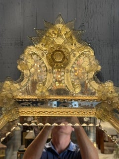 Vintage Venetian Etched Glass Mirror