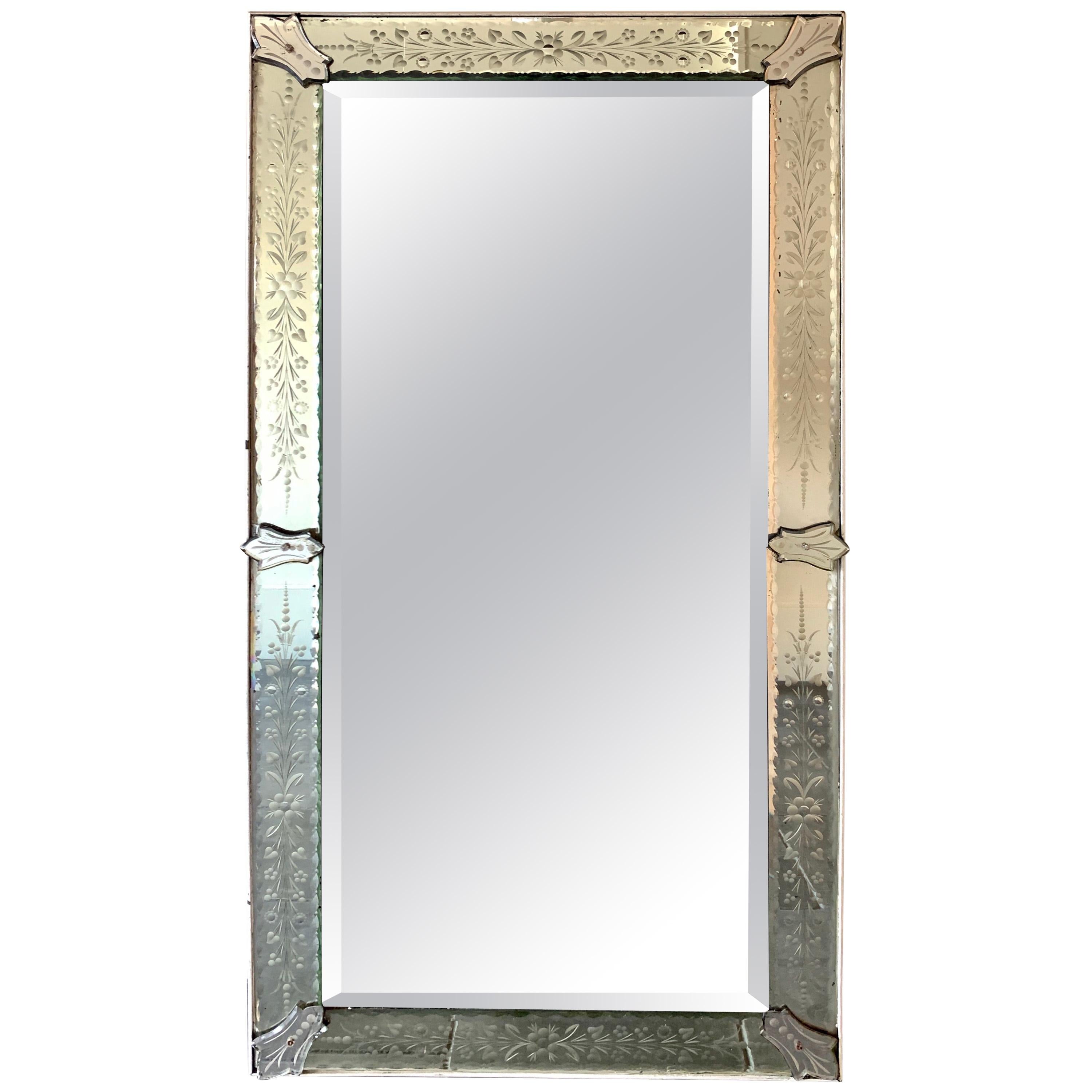 Vintage Etched Glass Mirror at 1stDibs etched