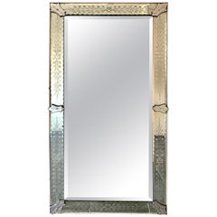 antique venetian etched glass mirror Vintage Venetian Etched Glass Mirror