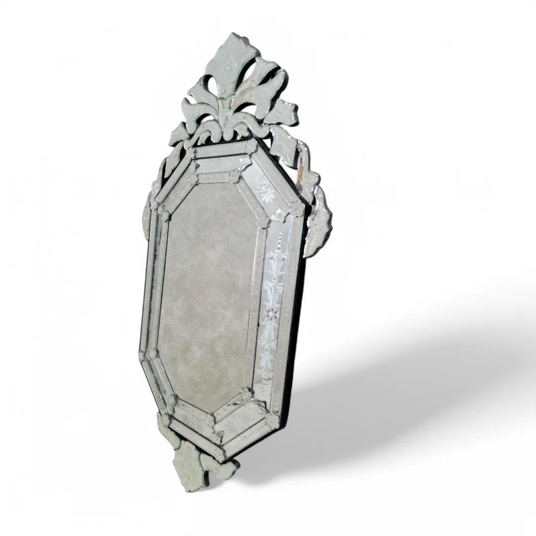 Vintage Venetian Etched Glass Wall Mirror For Sale 2