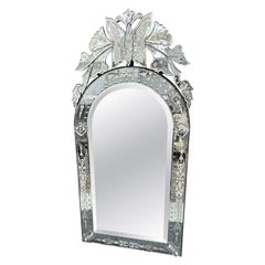 Vintage venezianischen geätztem Glas Wandspiegel mit Schmetterling Motiv Ornate & Elegant