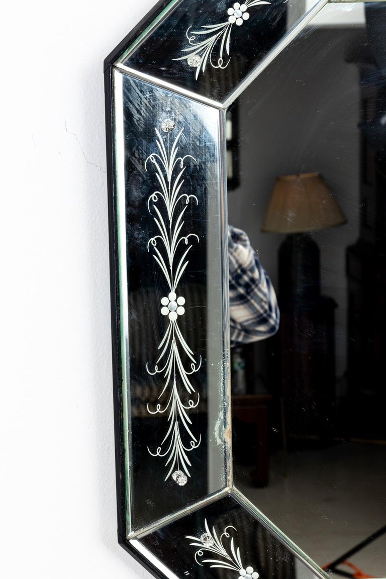 Vintage Etched Mirror at 1stDibs