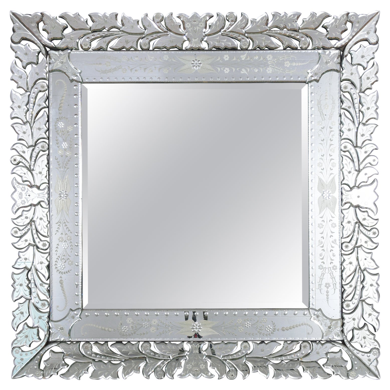 Miroir vénitien gravé des années 1980