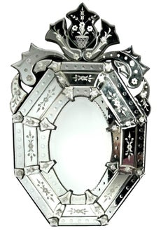 Vintage Venetian Ätzen achteckigen Spiegel.