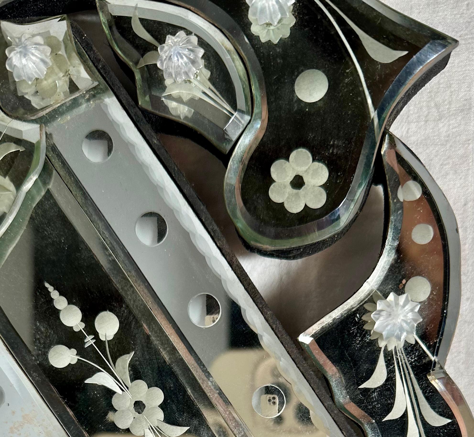 Vintage Venetian Ätzen achteckigen Spiegel. (Italienisch) im Angebot