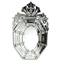 Vintage Venetian Etched Octagonal Mirror.
