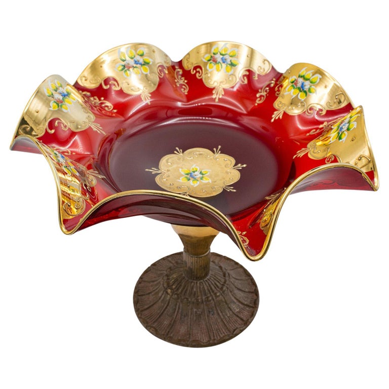Vintage Fruiter, Italian Art Glass Decorative Comport, Fruit
