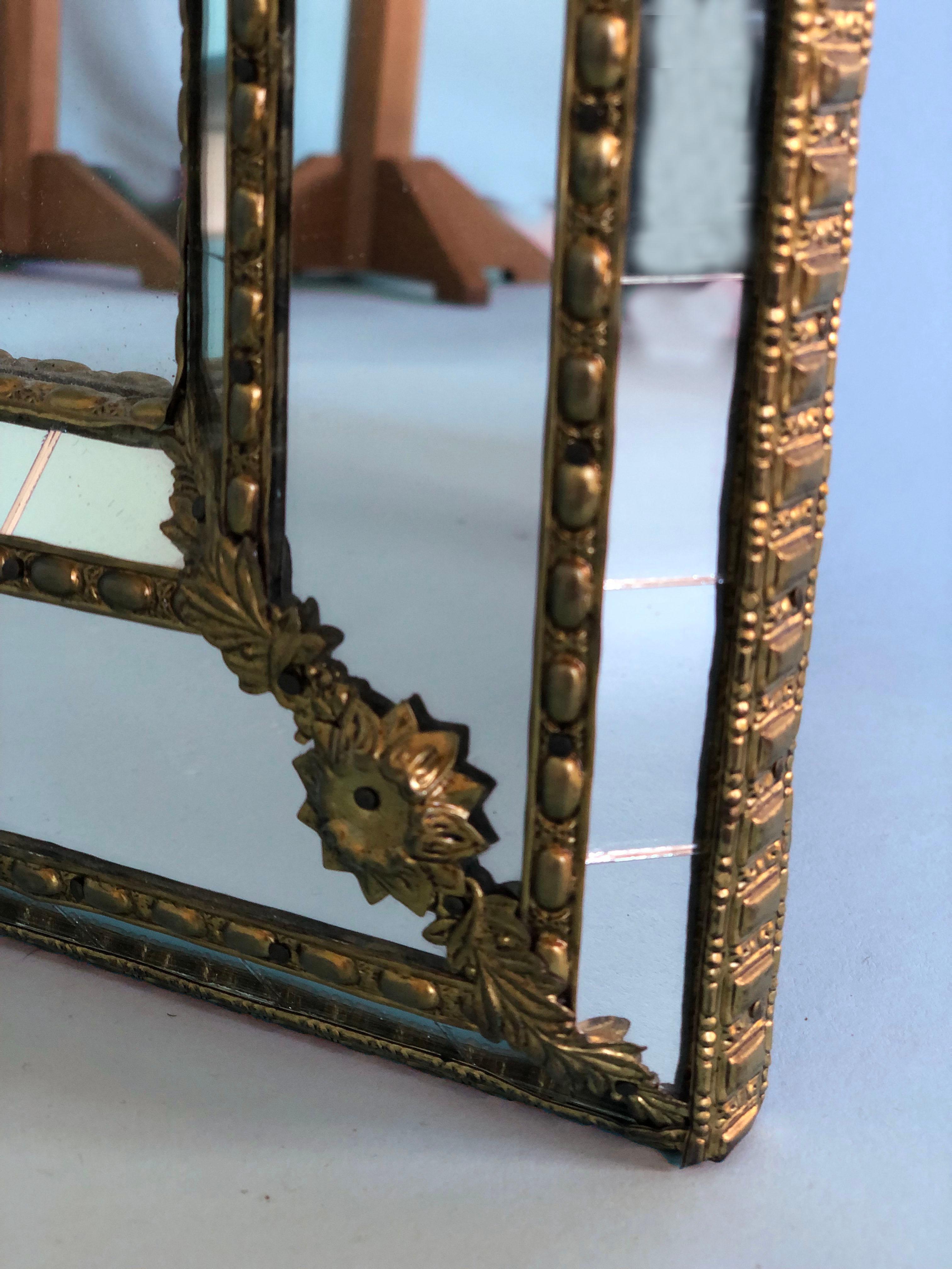 Hand-Crafted  Vintage Venetian Full Length Mirror Hollywood Regency in Gold Spain 1990s