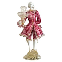Vintage Venetian Gentleman Candleholder, Murano, Italy