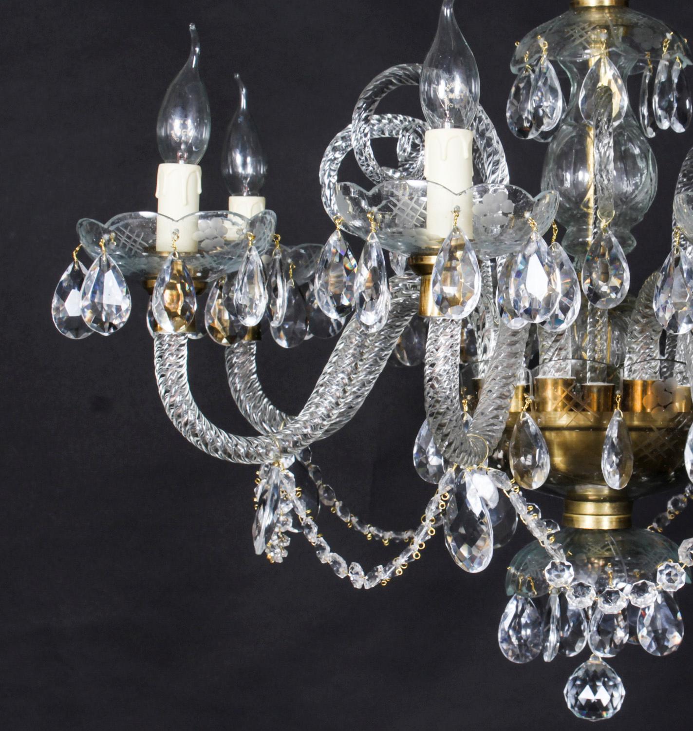 Vintage Venetian Glass 8 Branch Chandelier 20th Century For Sale 6