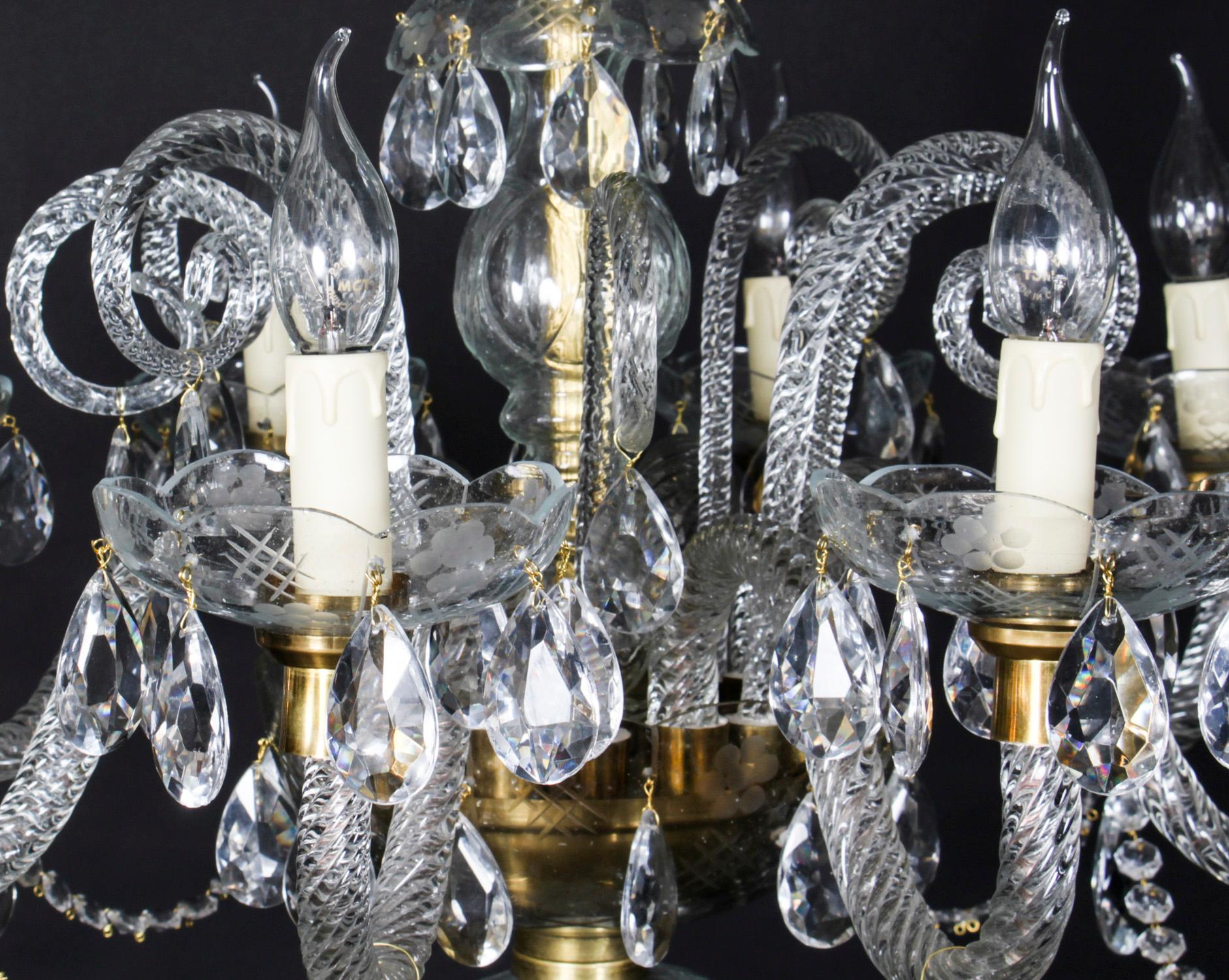 Vintage Venetian Glass 8 Branch Chandelier 20th Century For Sale 1