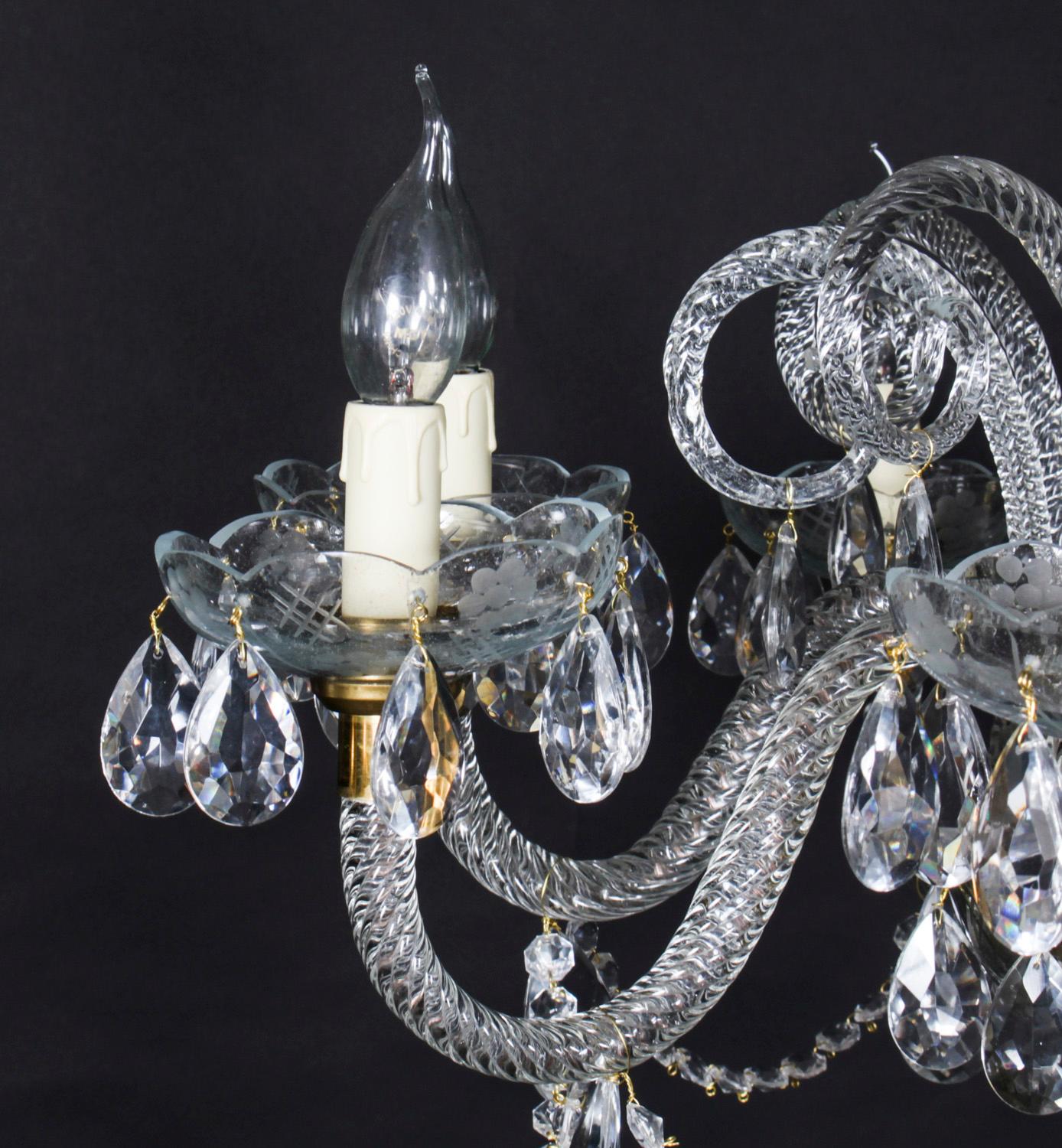 Vintage Venetian Glass 8 Branch Chandelier 20th Century For Sale 3