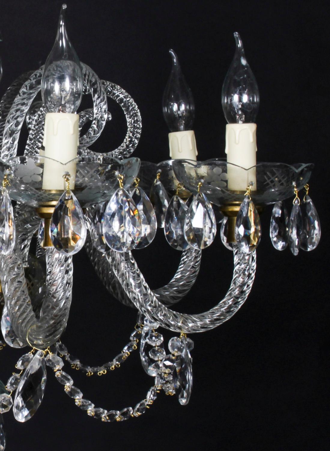 Vintage Venetian Glass 8 Branch Chandelier 20th Century For Sale 5