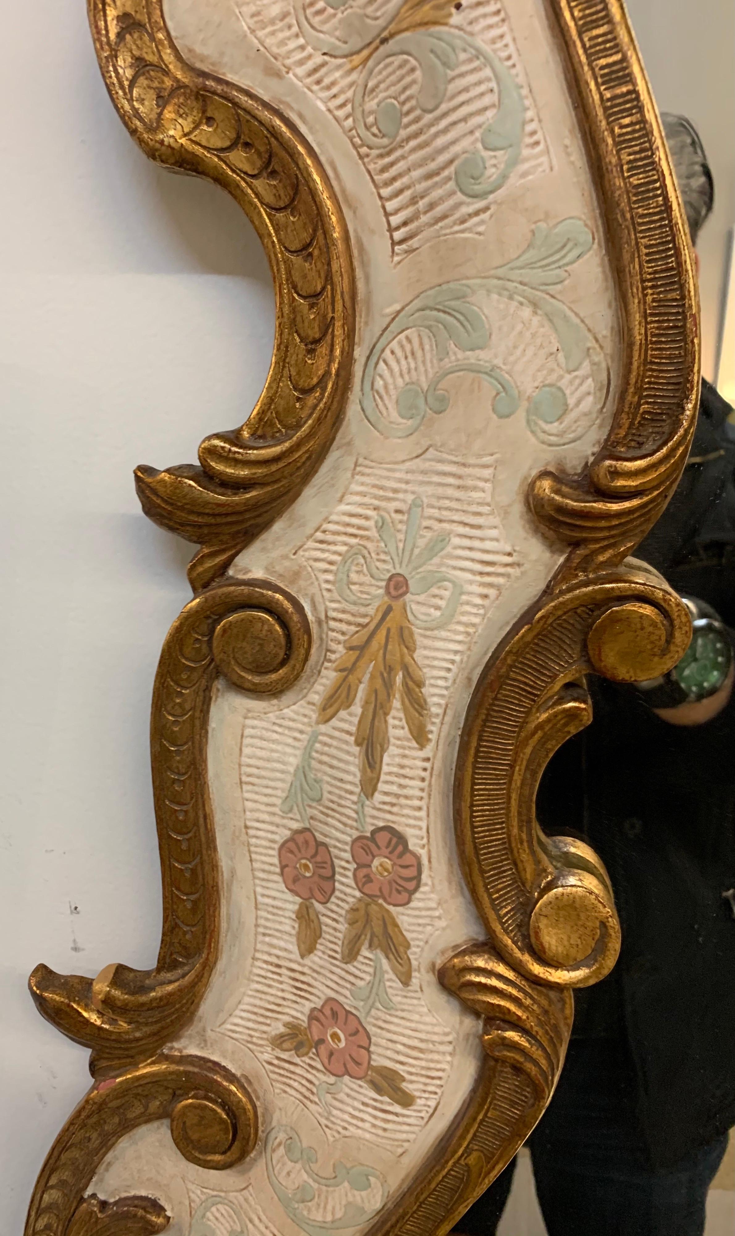 Vintage Venetian Hand Painted Trumeau Gilt Decorated Wall Mirror 2