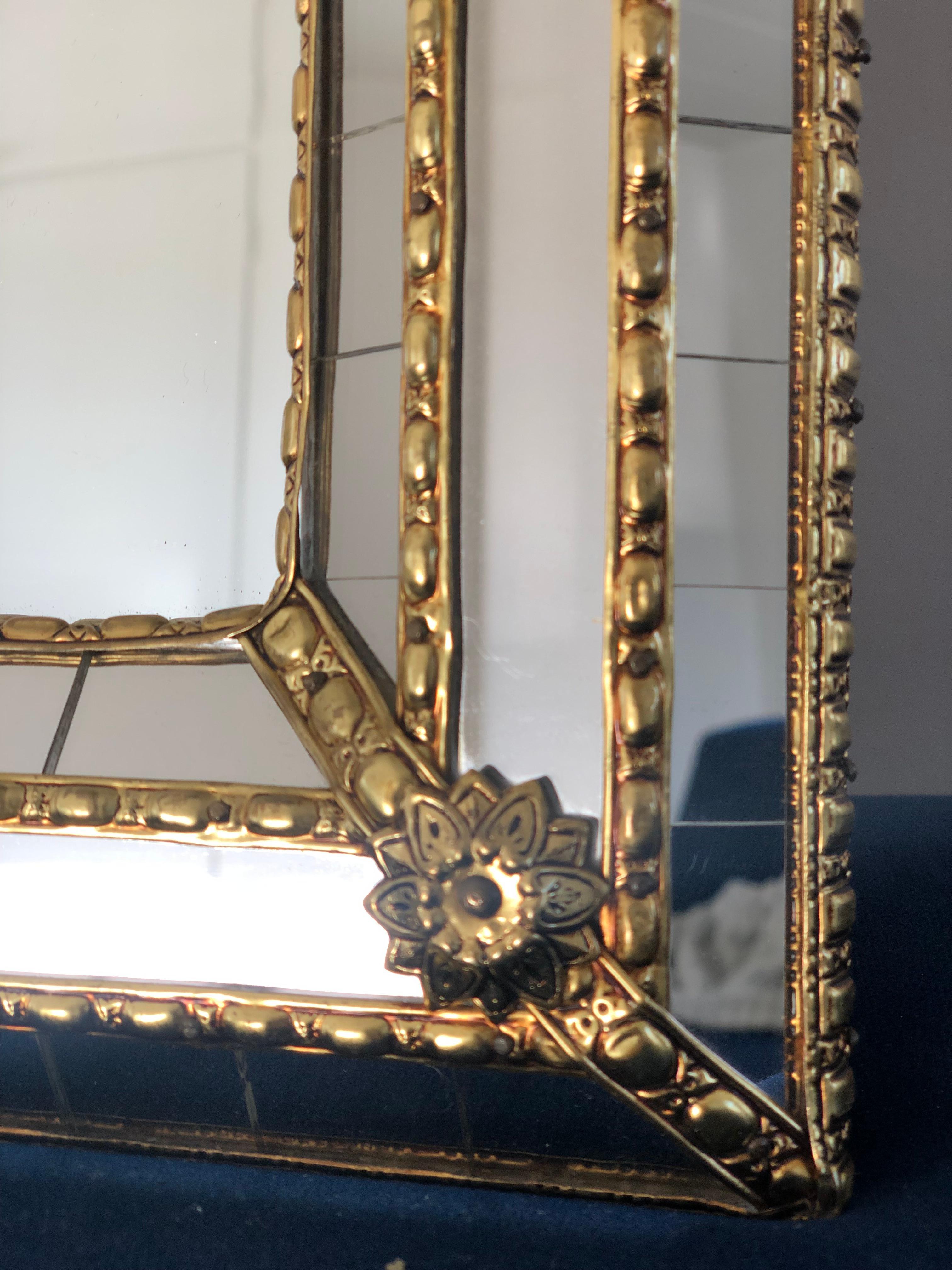 Late 20th Century Vintage Venetian Large Mirror Hollywood Regency in Gold Spain 1990s For Sale