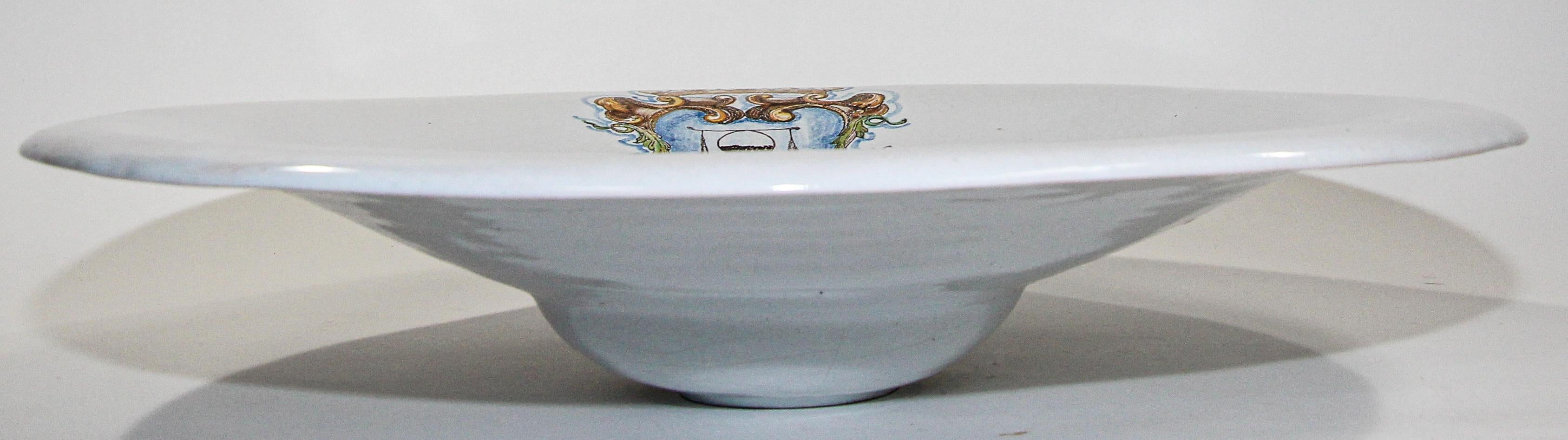 Spanish Colonial Vintage Talavera Large Stoneware White Bowl Spain For Sale