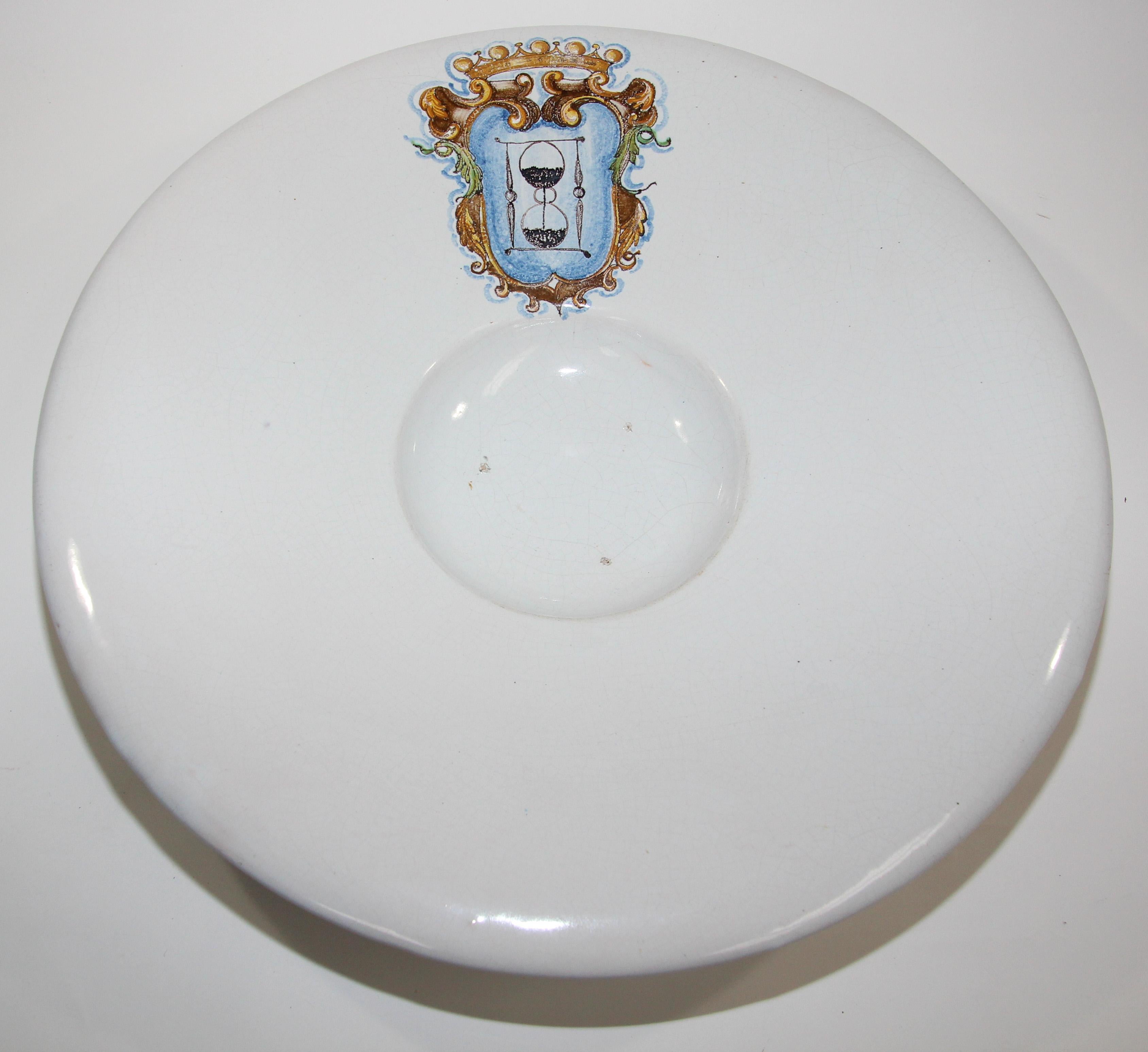 20th Century Vintage Talavera Large Stoneware White Bowl Spain For Sale