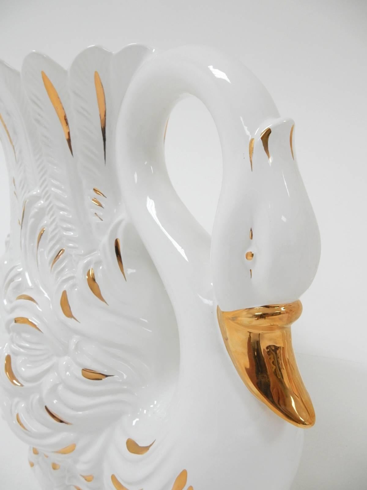 Venetian Life Size Swan Vessel Planters by Bassano, Italy In Good Condition For Sale In Las Vegas, NV