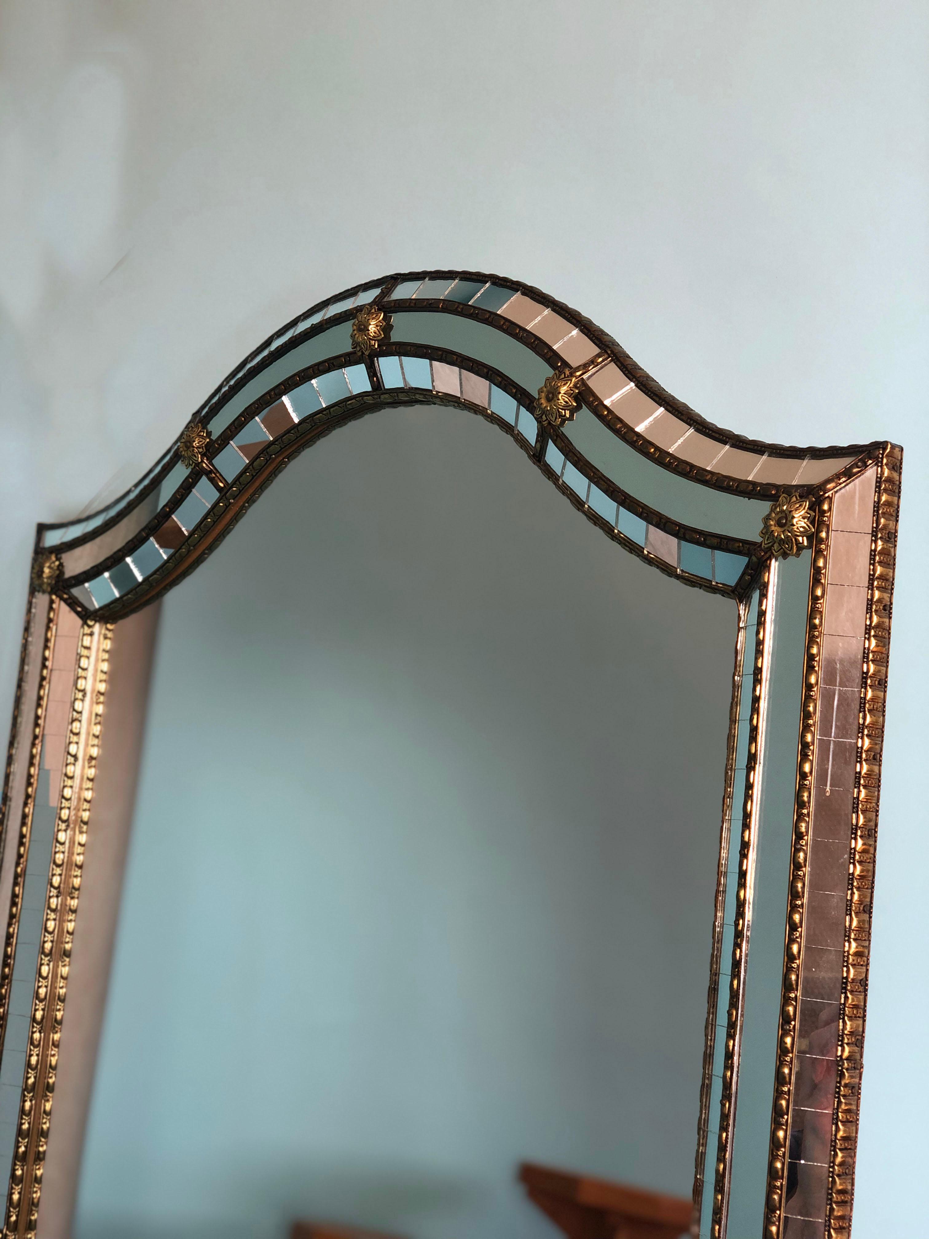 Hand-Crafted Vintage Venetian Mirror Hollywood Regency in Gold Spain 1990s