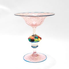 Vintage Venetian / Murano Art Glass Compote with Fruit Attributed to Salviati