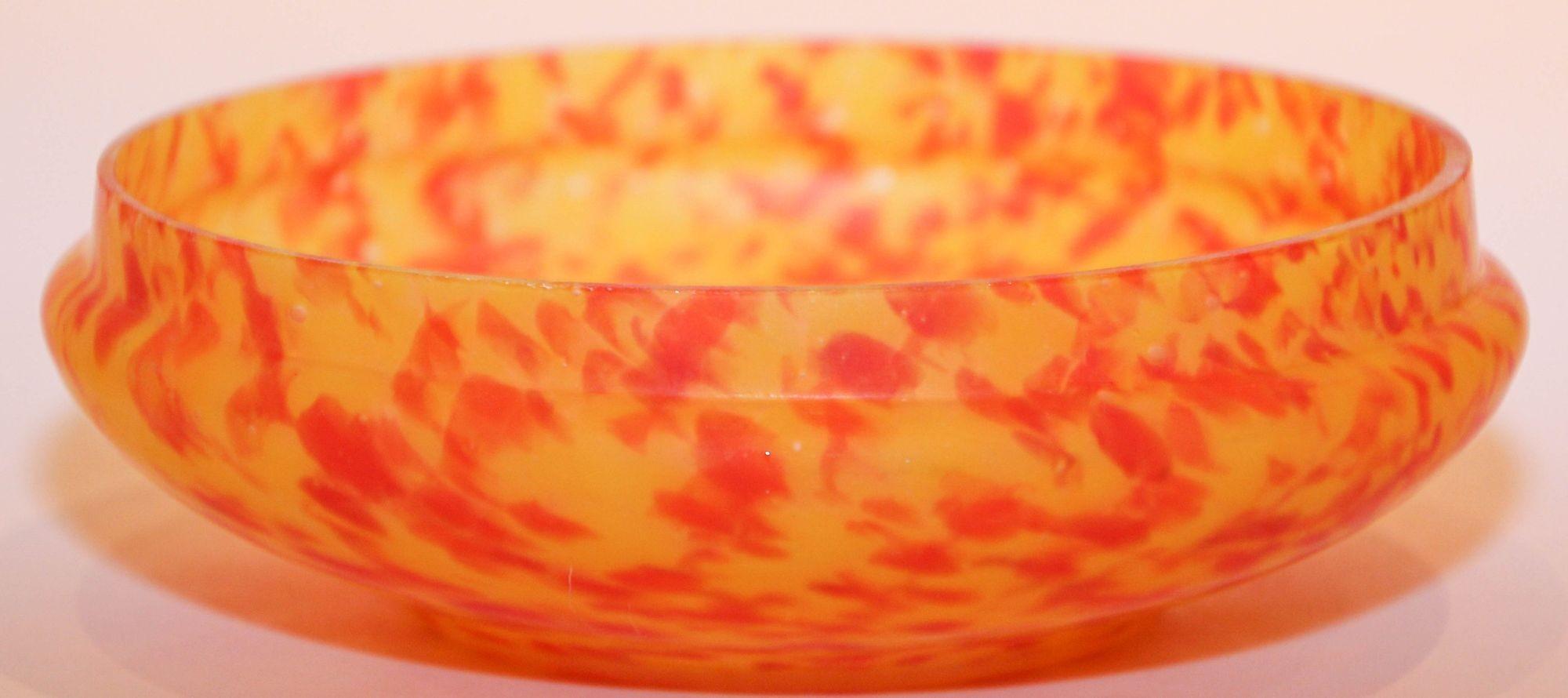 Vintage Venetian Murano Bright Orange Italian Art Glass Covered Bowl For Sale 3