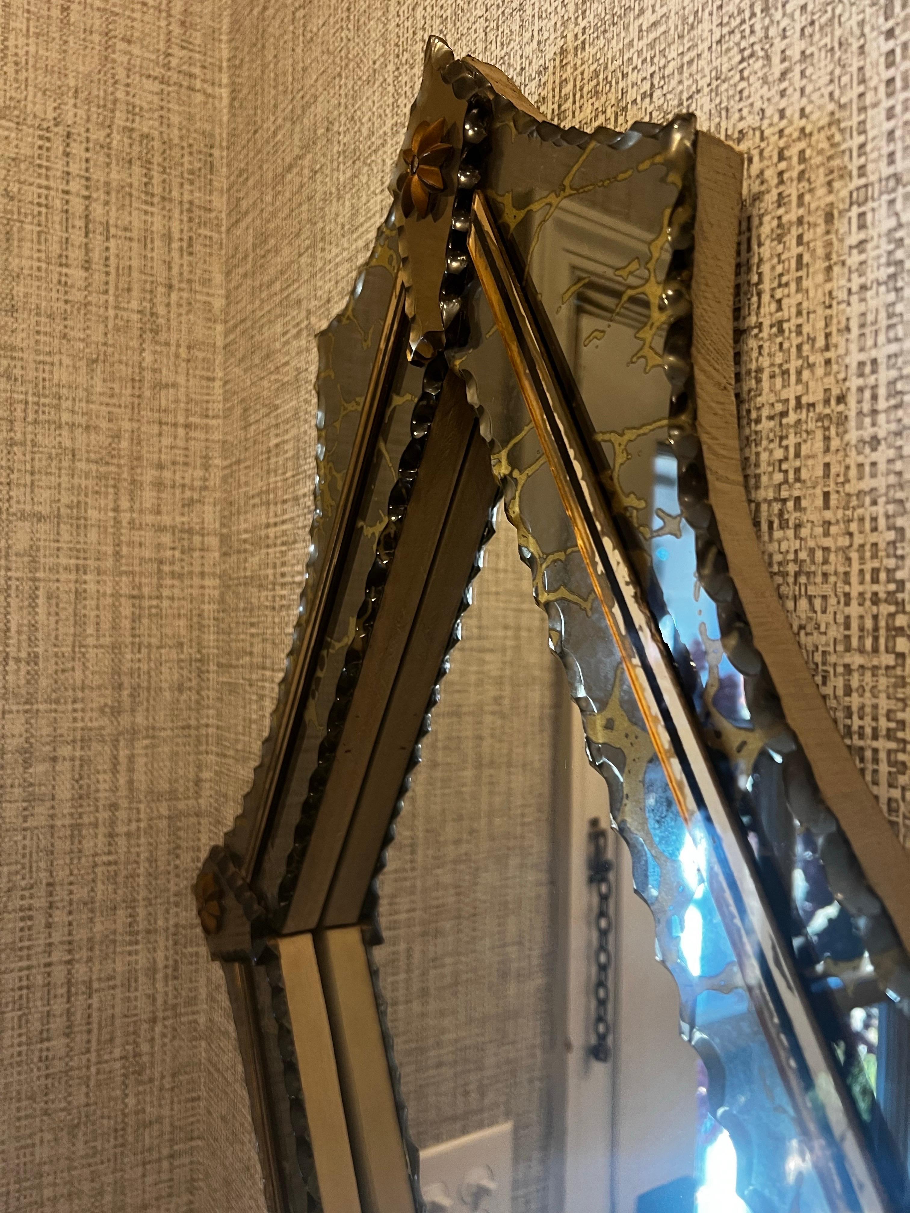 20ième siècle Vieux miroir vénitien de Murano teinté bronze en vente