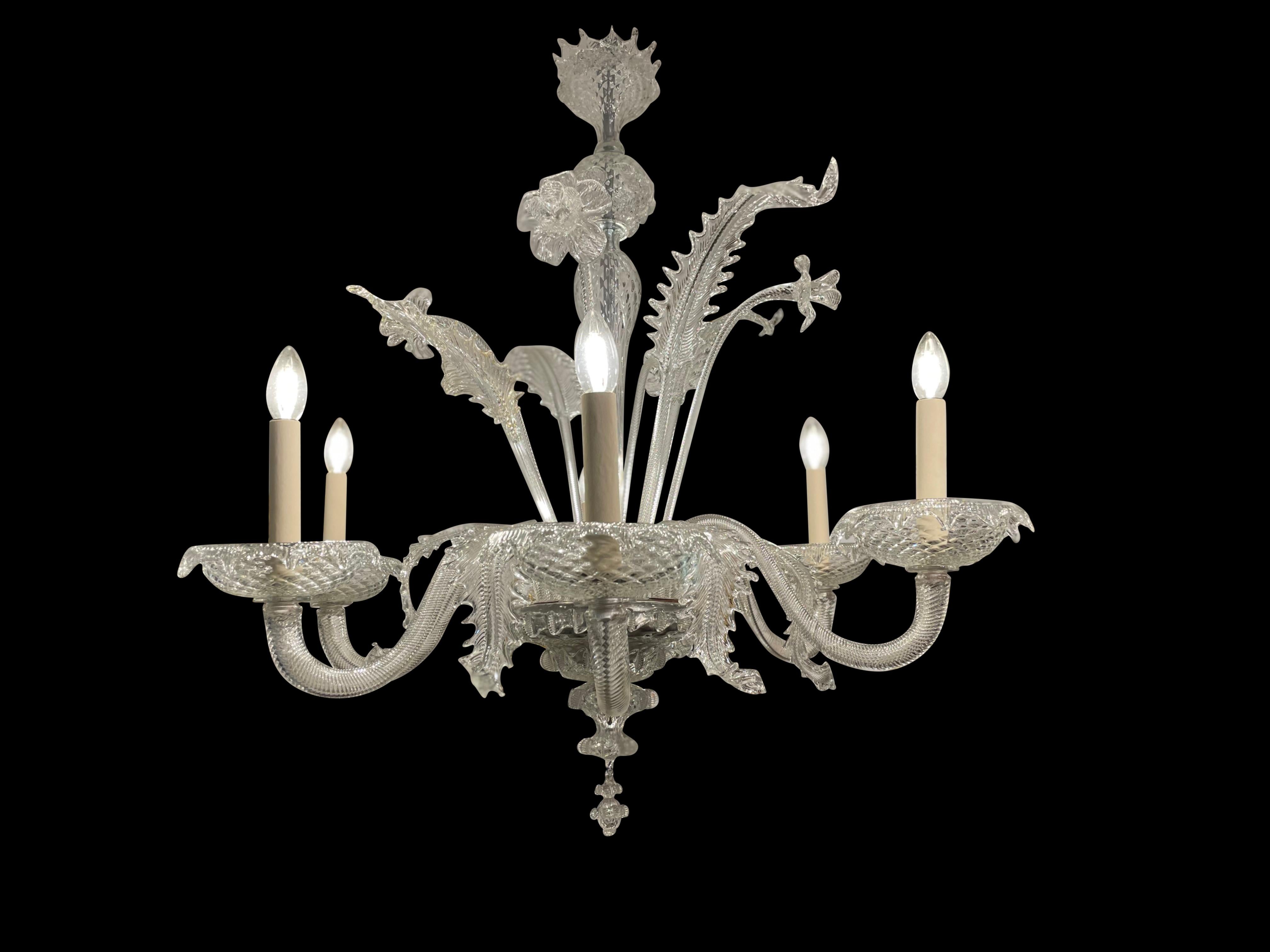 Vintage Venetian/Murano Glass Chandelier, 6 Arm, 20th Century In Excellent Condition For Sale In London, GB