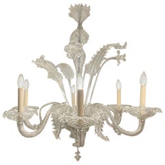 Vintage Venetian/Murano Glass Chandelier, 6 Arm, 20th Century