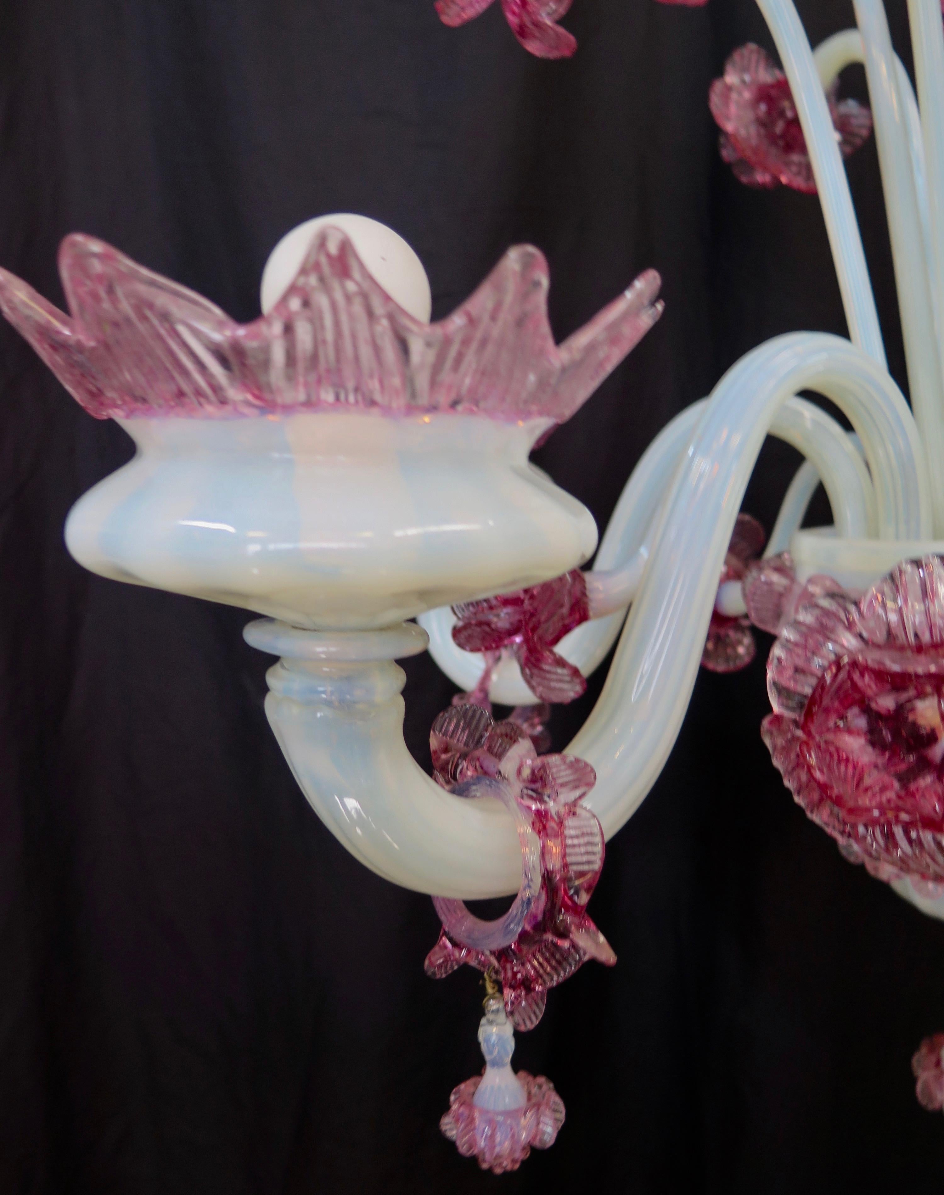 Vintage Venetian/Murano Glass Chandelier, 6 Arm In Good Condition For Sale In Bronx, NY