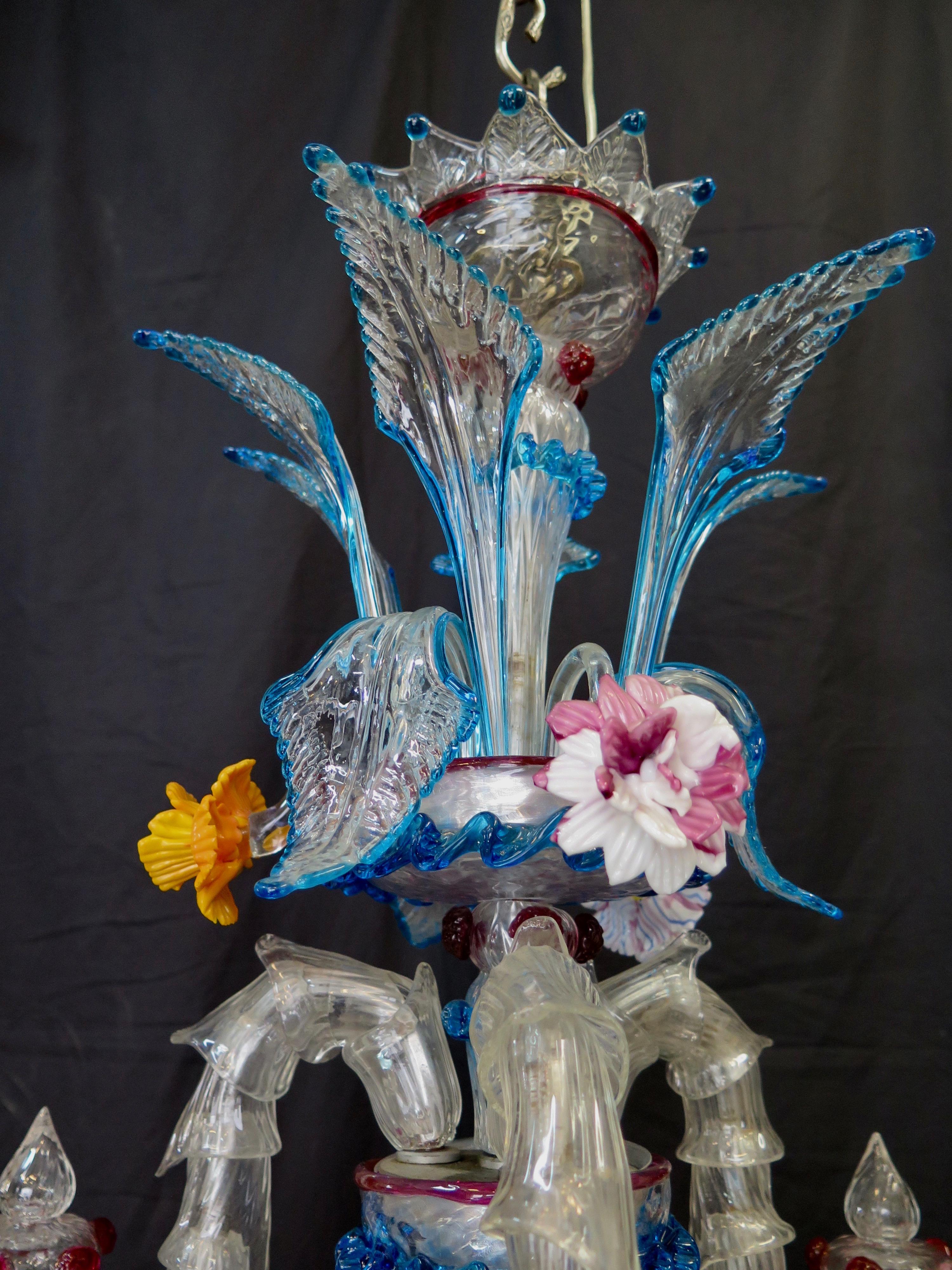 Vintage Venetian or Murano Glass Chandelier, 9-Arm In Good Condition In Bronx, NY