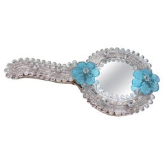 Vintage Venetian Murano glass hand mirror or wall