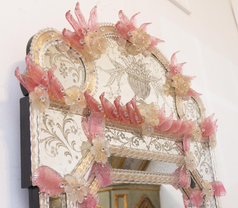 Mid-Century Modern Vintage Venetian Murano Glass Mirror For Sale