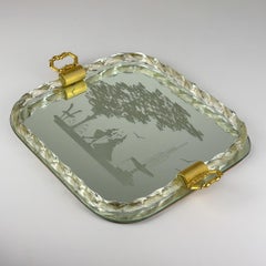 Vintage Venetian Murano glass Mirror Tray, Italy 1950s