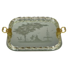 Vintage Venetian Murano glass Mirror Tray, Italy 1950s