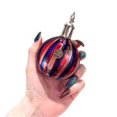 Vintage Venetian / Murano Glass Perfume or Scent Bottle with .800 Silver Top
